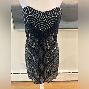 NWOT SCALA Hand Beaded Strapless Dress (Size 8, Fits smaller, P2P 17 inches)